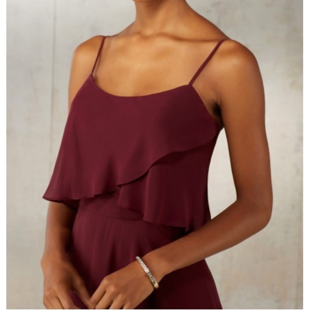 MORILEE Chiffon Bridesmaid Dress Bordeaux Wine Floor Length Long 8 NWT Wedding - Picture 3 of 16